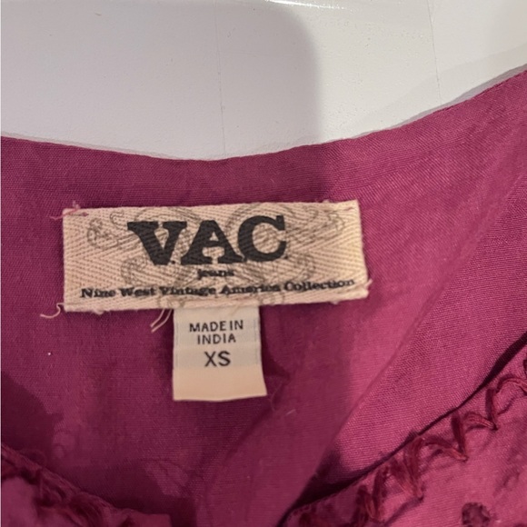 Y2K VAC Red Boho Embroidered Lace Up Floral Tunic Top XS witchy whimsical 90s - Picture 6 of 9